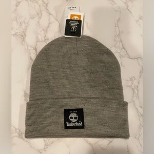 TIMBERLAND ADULT BEANIE HEATHER GREY WITH FLEECE LINING - NWT